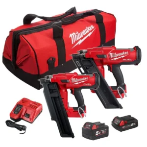 MILWAUKEE M18FPP2BE-522B 18VOLT FUEL 1ST FIX AND 2ND FIX NAILGUN KIT (1 X 5.0AH & 1 X 2.0AH BATTERY)