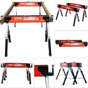 EXCEL 1178KG STEEL SAW HORSE ADJUSTABLE LEG SAW HORSE SET (PAIR)