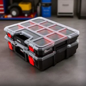 EXCEL 2-IN-1 ORGANISER AND PORTABLE STORAGE TWIN PACK WITH CLEAR LID AND DIVIDERS