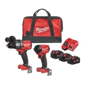 MILWAUKEE M18FPP2A3-503B 18VOLT FUEL BRUSHLESS COMBI DRILL & IMPACT DRIVER KIT IN BAG AND 3 BATTERIES