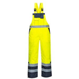 S489 YELLOW HI-VIS WATERPROOF PADDED BIB `N` BRACE